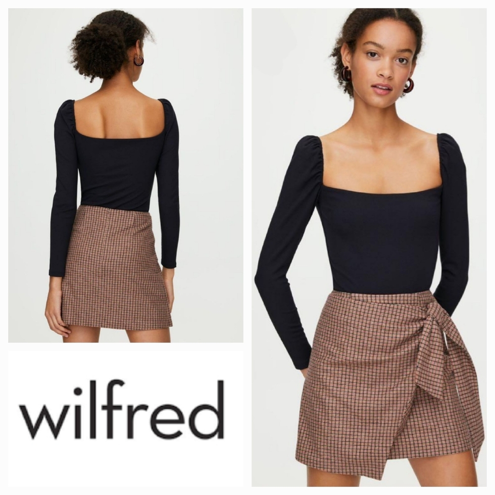 WILFRED Wrap Front Check Mini Skirt Wool Cashmere Size 2